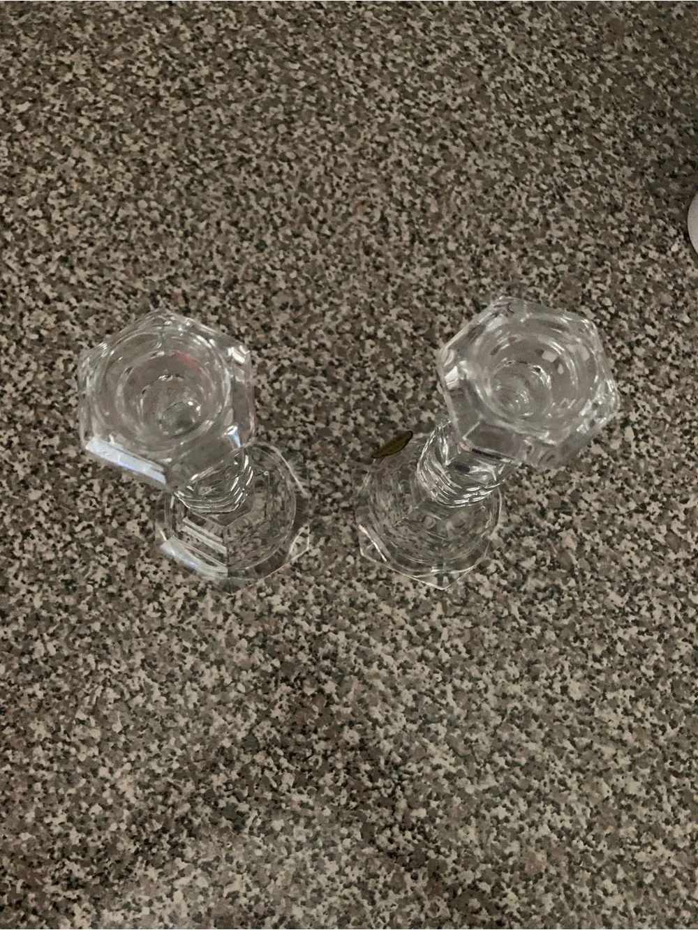 Pair Lead Crystal Tall Clear Candle Stick Holders